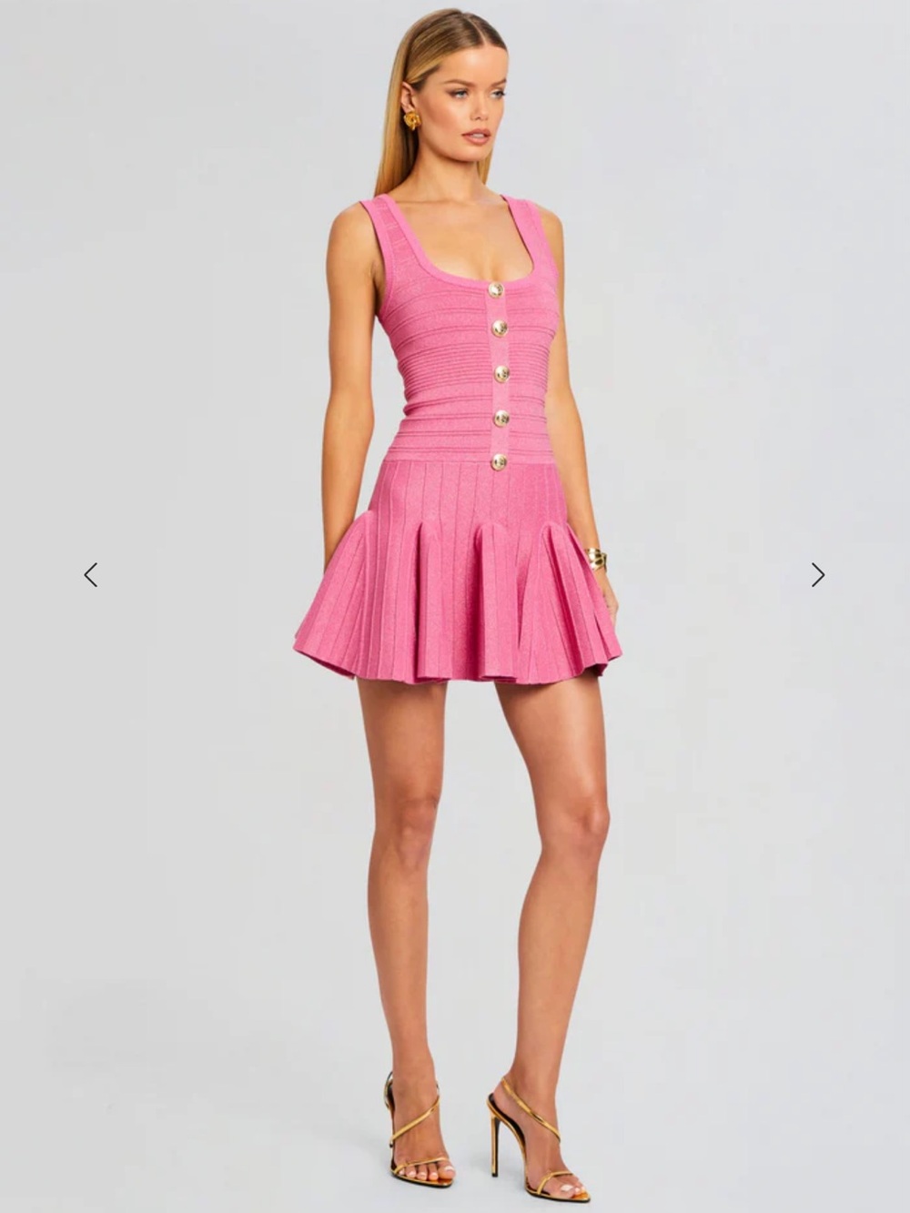 New Retrofete Mini Dress Pink Gold Brooke Metallic Bandage Knit Medium - Picture 3 of 9